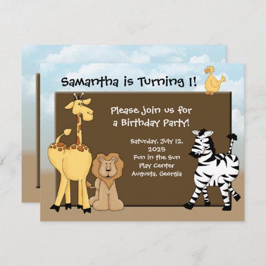 Aangepaste Kinder dag voor uitnodigingen, Oerwoude Kaart (Voorkant / Achterkant)