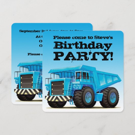 Aangepaste Kinder driepuntsbouw Birthday Party Kaart (Voorkant / Achterkant)