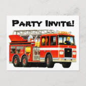 Aangepaste Kinder Fire Truck Party Uitnodigen Uitnodiging Briefkaart (Voorkant)