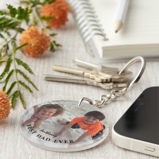 Aangepaste Kinder foto Beste vader ooit op maat Sleutelhanger (Voorkant Rechts)
