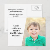 Aangepaste Kinder foto Verjaardag Afbeelding zwart Uitnodiging Briefkaart (Voorkant / Achterkant)