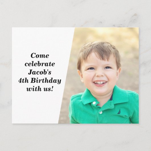 Aangepaste Kinder foto Verjaardag Afbeelding zwart Uitnodiging Briefkaart (Voorkant)