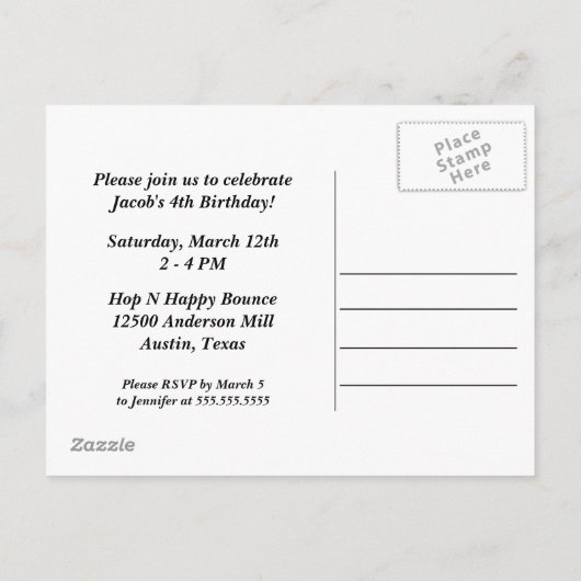 Aangepaste Kinder Foto Verjaardagsfeest Zwart Mini Uitnodiging Briefkaart (Achterkant)