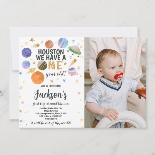 Aangepaste Kinder Galaxy-feestuitnodiging Kaart (Voorkant)