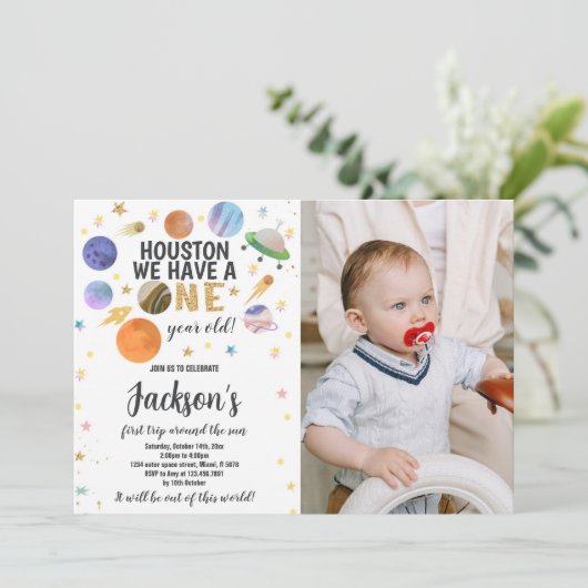 Aangepaste Kinder Galaxy-feestuitnodiging Kaart (Staand voorkant)