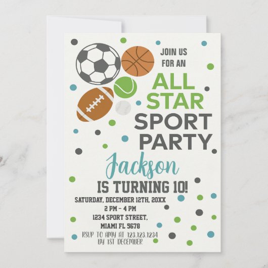 Aangepaste Kinder Game Day Party Kaart (Voorkant)