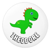 Aangepaste kinder groene dinolade keramische knop (Voorkant)