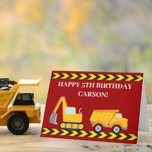 Aangepaste Kinder Happy Birthday Red Dump Truck Kaart