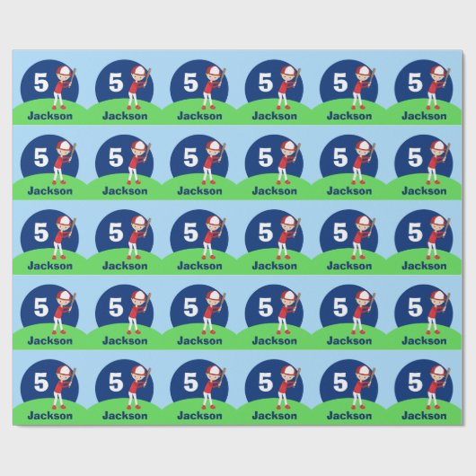 Aangepaste Kinder honkbalspeler Cadeaupapier (Vlak)