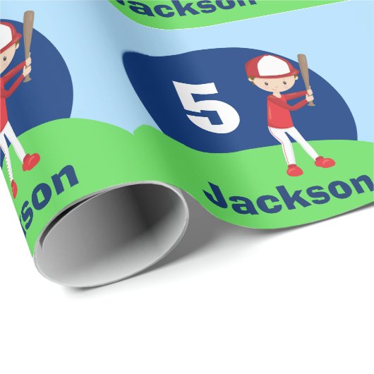 Aangepaste Kinder honkbalspeler Cadeaupapier (Rol Hoek)