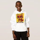 Aangepaste Kinder Hoodie – Superhero Cat met Perso (Voorkant volledig)