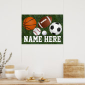 Aangepaste Kinder jongens Naam Multi-Sports Wall A Poster (Keuken)