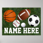 Aangepaste Kinder jongens Naam Multi-Sports Wall A Poster (Voorkant)