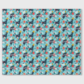 Aangepaste Kinder Kerst met Sneeuwvlokken & Oranje Cadeaupapier (Vlak)