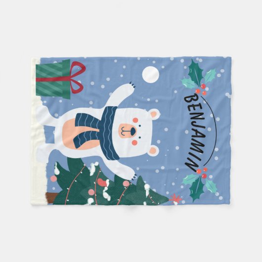 Aangepaste Kinder kerstvlinderbank Fleece Deken (Voorkant (Horizontaal))