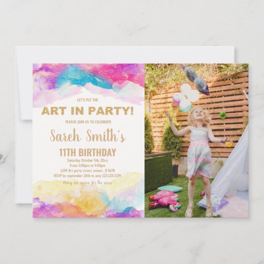 Aangepaste Kinder kunst Party Uitnodigen Kaart (Voorkant)