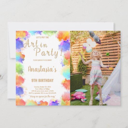 Aangepaste Kinder kunst Party Uitnodigen Kaart (Voorkant)