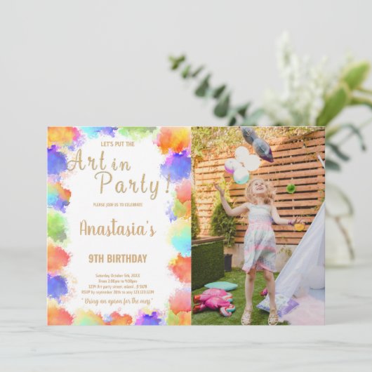 Aangepaste Kinder kunst Party Uitnodigen Kaart (Staand voorkant)