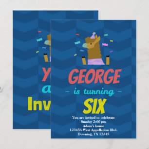 Aangepaste kinder Llama viering cartoon uitnodigin Kaart