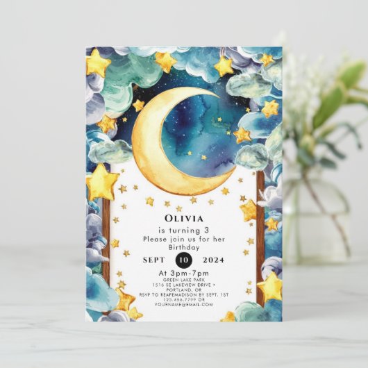 Aangepaste Kinder maan Verjaardag Kaart (Staand voorkant)