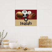 Aangepaste Kinder naam Allstar Sports Wall Art Pos Poster (Keuken)