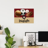 Aangepaste Kinder naam Allstar Sports Wall Art Pos Poster (Thuiskantoor)