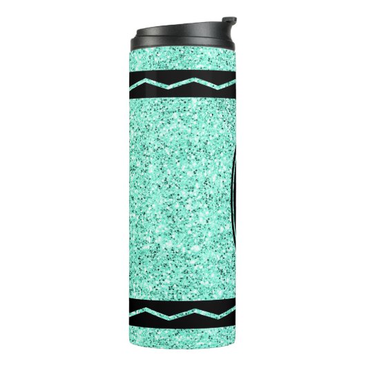 Aangepaste Kinder naam Aqua Glitter Crayon Drink T Thermosbeker (Gedraaid links)