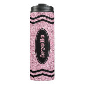 Aangepaste Kinder naam Bleke roze glitter Crayon T Thermosbeker (Voorkant)