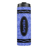 Aangepaste Kinder naam Blue Glitter Crayon Drink T Thermosbeker (Voorkant)