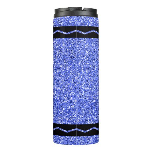 Aangepaste Kinder naam Blue Glitter Crayon Drink T Thermosbeker (Achterkant)