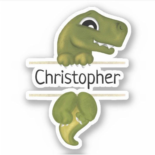 Aangepaste Kinder naam Cute Dinosaur Sticker (Voorkant)