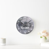 Aangepaste Kinder naam Moon Space Astronaut Ronde Klok (Huis)