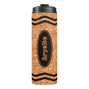 Aangepaste Kinder naam Oranje Glitter Crayon Tumbl Thermosbeker