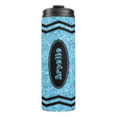 Aangepaste Kinder naam Sky Blue Glitter Crayon Tum Thermosbeker (Voorkant)
