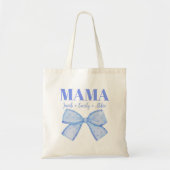 Aangepaste Kinder namen Blue Coquette Mama Moederd Tote Bag (Voorkant)