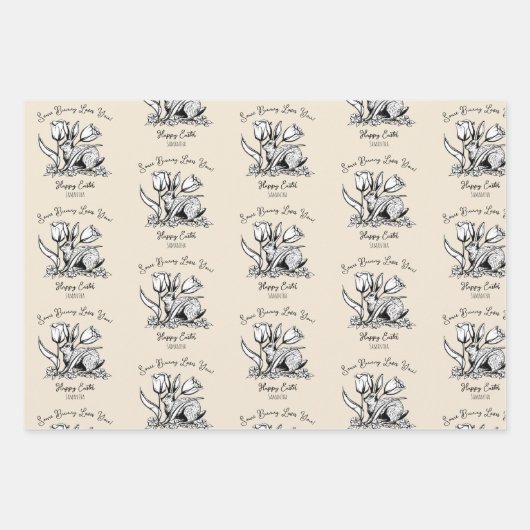 Aangepaste Kinder namen Sommige konijn houdt van j Inpakpapier Vel (Voorkant 3)