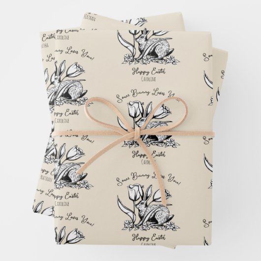 Aangepaste Kinder namen Sommige konijn houdt van j Inpakpapier Vel (In situ)