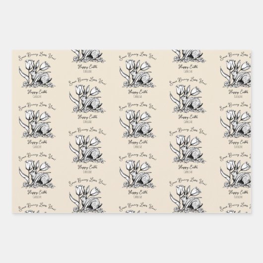 Aangepaste Kinder namen Sommige konijn houdt van j Inpakpapier Vel (Voorkant)