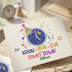 Aangepaste kinder Nieuwjaarsdag Countdown-ansichtk Briefkaart