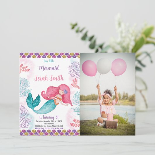 Aangepaste Kinder onder het Zee Party Nodig Kaart (Staand voorkant)