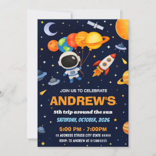 Aangepaste Kinder Outer Space Astronaut Verjaardag Kaart
