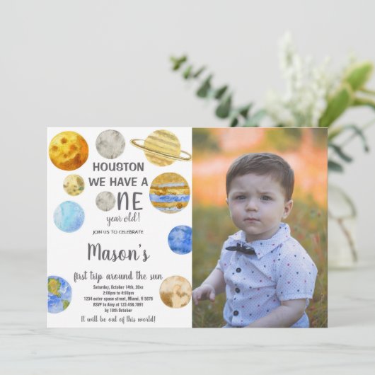 Aangepaste Kinder Outer Space Party Uitnodigen Kaart (Staand voorkant)