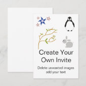 Aangepaste Kinder partij uitnodigt met pinguïn en Kaart (Voorkant / Achterkant)