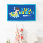 Aangepaste Kinder Pool Party Boys Verjaardag Spandoek (Insitu)