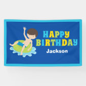 Aangepaste Kinder Pool Party Boys Verjaardag Spandoek (Horizontaal)