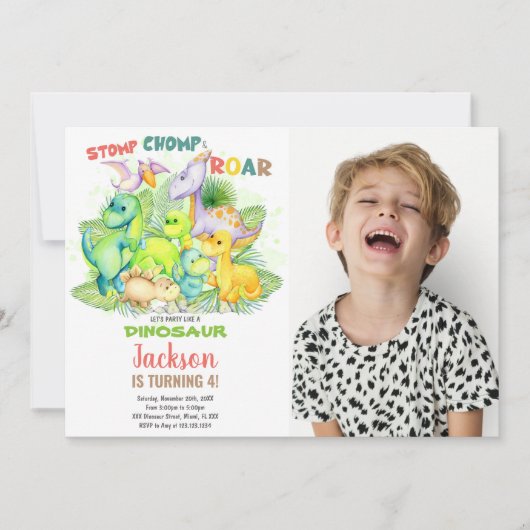 Aangepaste Kinder prehistorische feestuitnodiging Kaart (Voorkant)