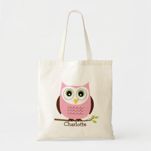 Aangepaste Kinder roze en bruine Canvas tas
