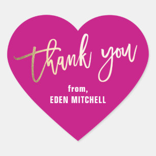 Aangepaste Kinder roze en goud Hart Sticker