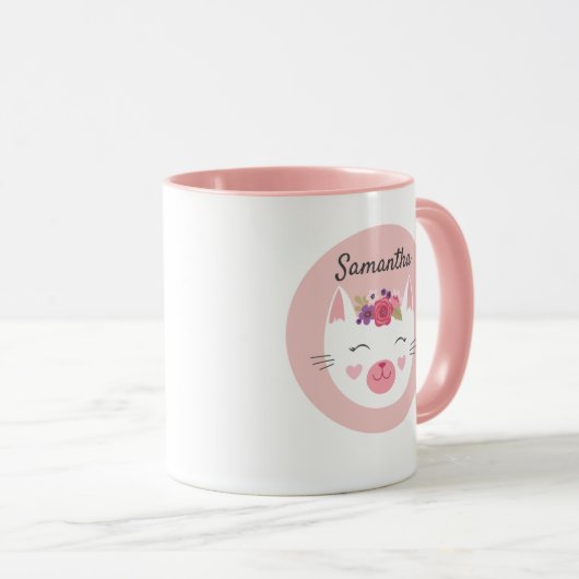 Aangepaste Kinder roze Valentijn kat Mok (Voorkant rechts)