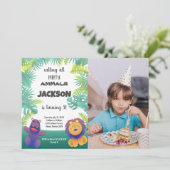 Aangepaste Kinder Safari Party Uitnodigen Kaart (Staand voorkant)